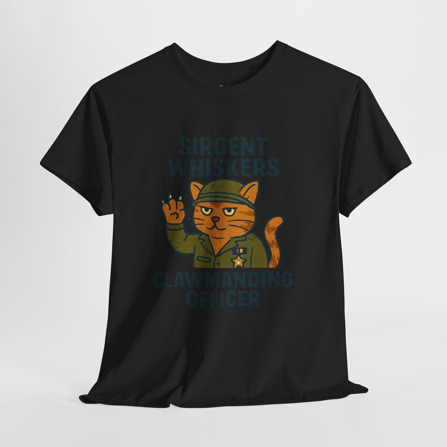 Sirgent Whiskers “Clawmanding Officer” Cat T-Shirt