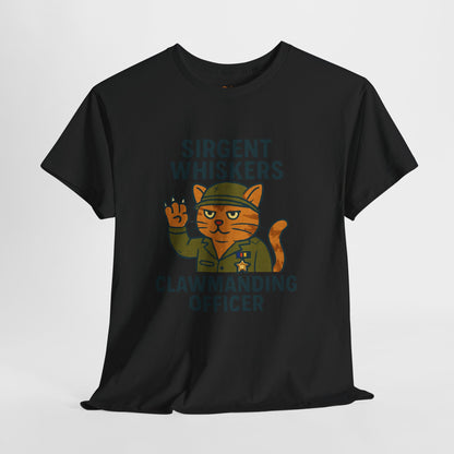 Sirgent Whiskers “Clawmanding Officer” Cat T-Shirt