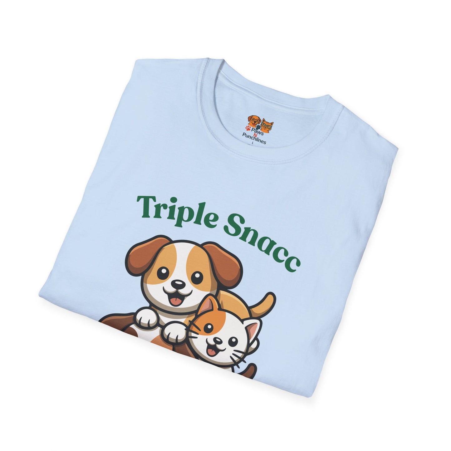 Triple Snacc Surveillance T-Shirt — Cute Stacked Puppies Graphic Tee