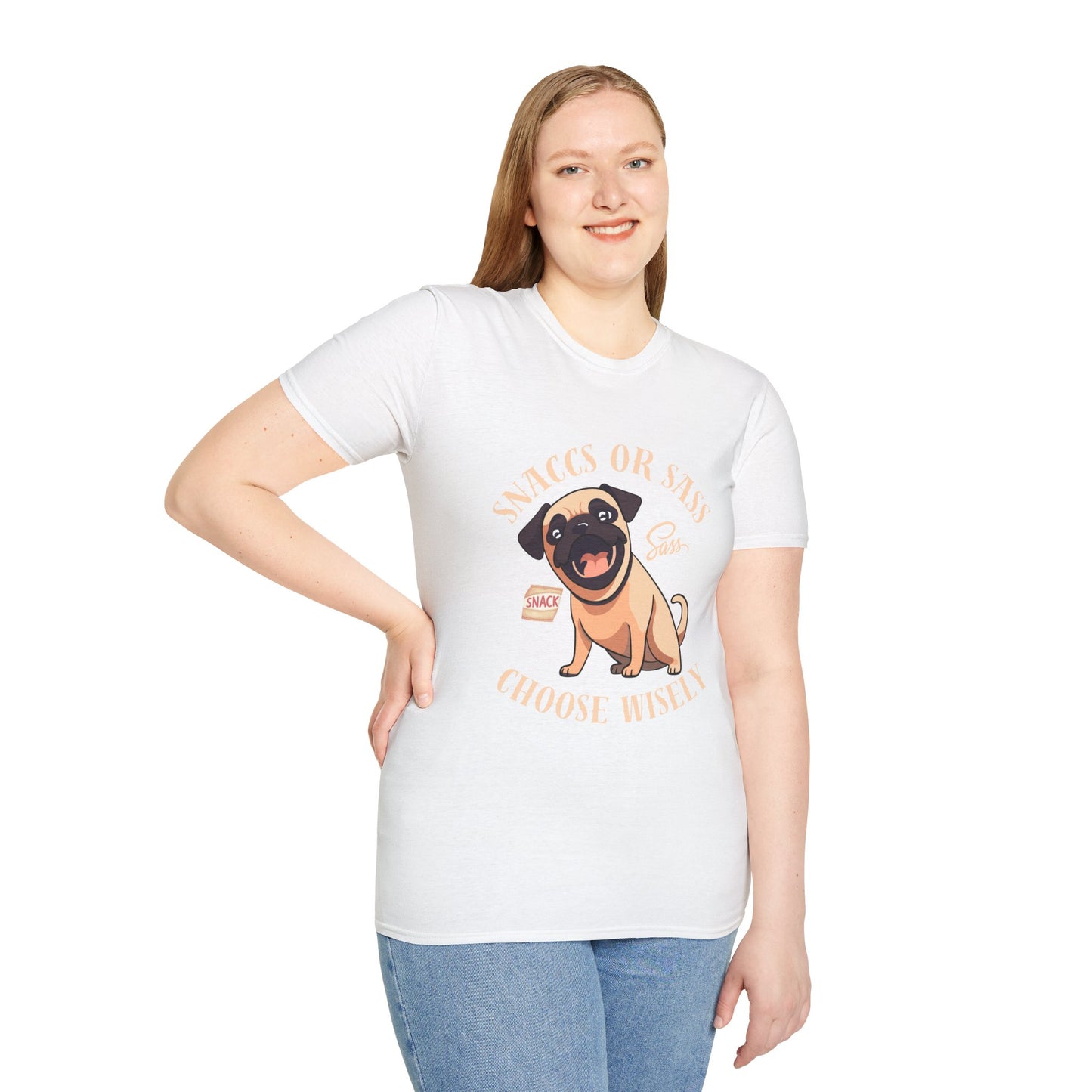 Snaccs Or Sass Pug  T-Shirt