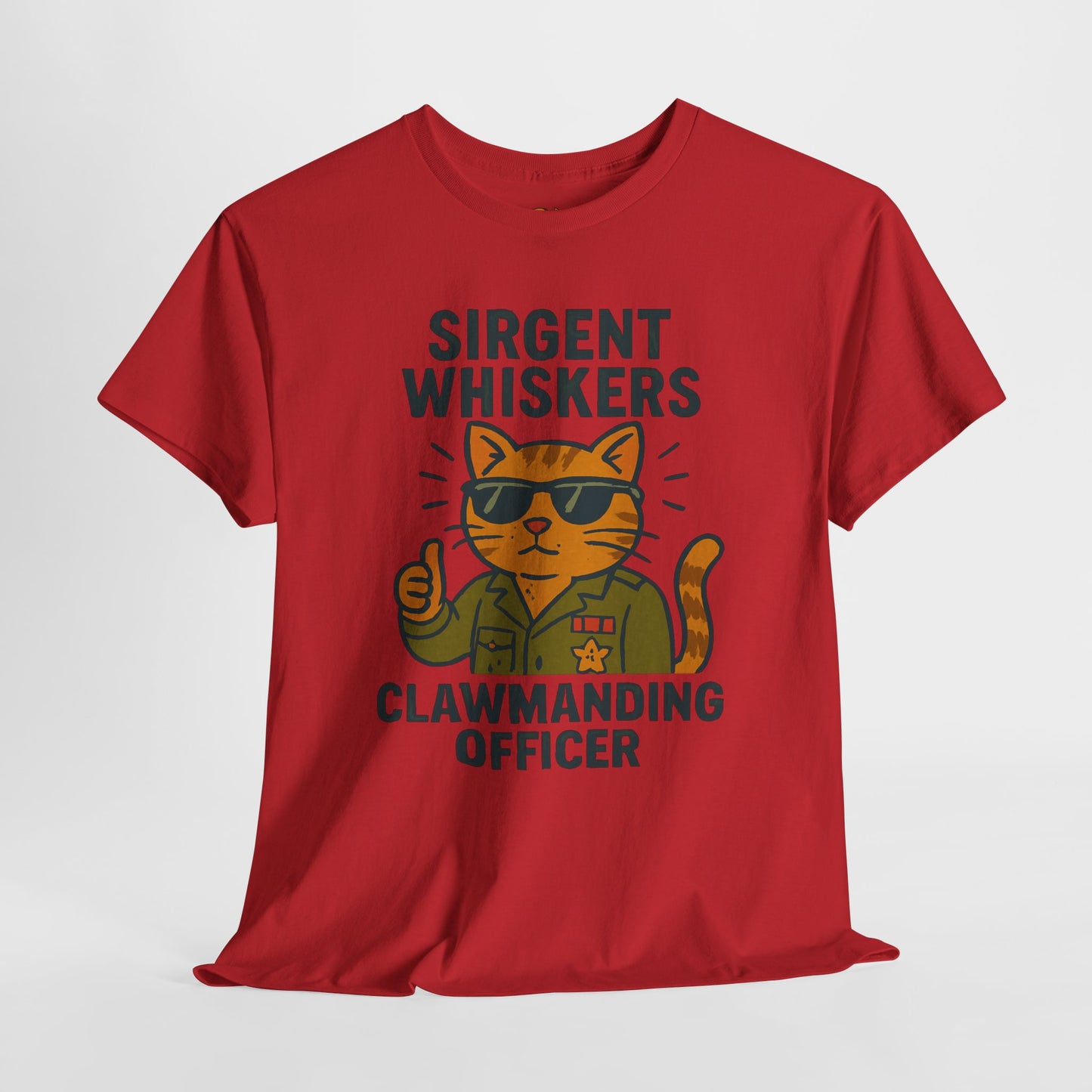 Sirgent Whiskers "Clawmanding Officer" Cat Tee