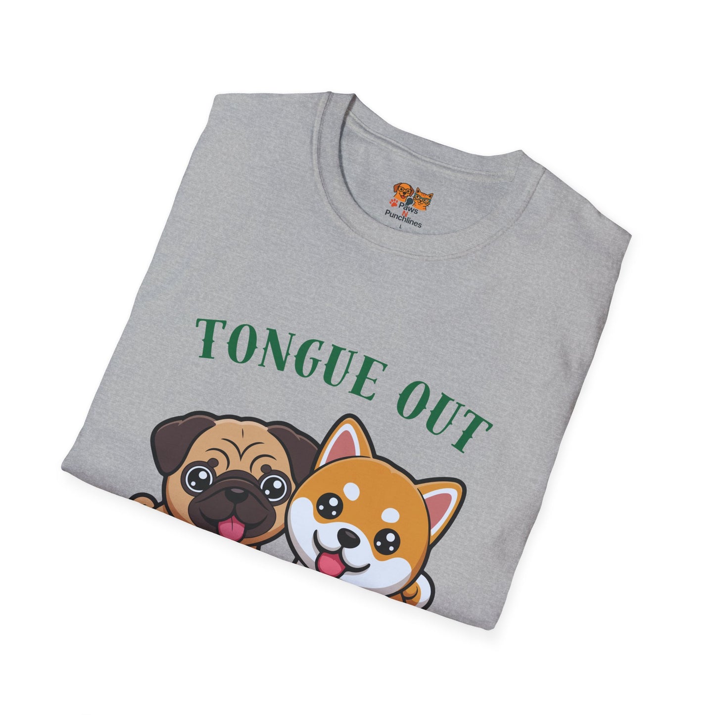 Tongue Out Sass On T-Shirt — Cute Pug & Shiba Inu Graphic Tee