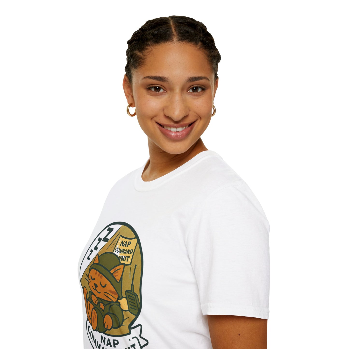 Nap Command Unit T-Shirt — Cute Sleeping Cat Military Patch Tee