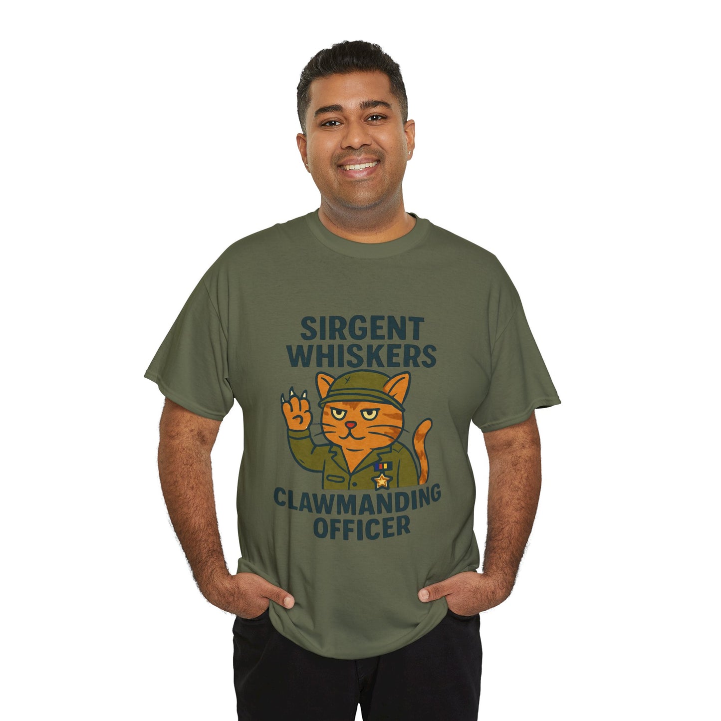 Sirgent Whiskers “Clawmanding Officer” Cat T-Shirt