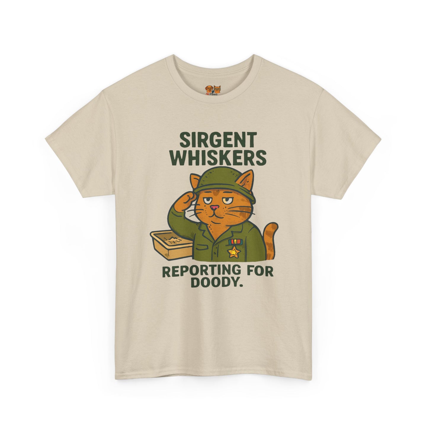 Sirgent Whiskers 'Reporting for Doody' Cat Tee