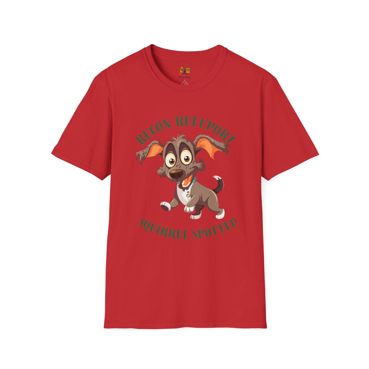 T-Shirt — "Recon Ruffport: Squirrel Spotted" Cute Cartoon Dog Tee