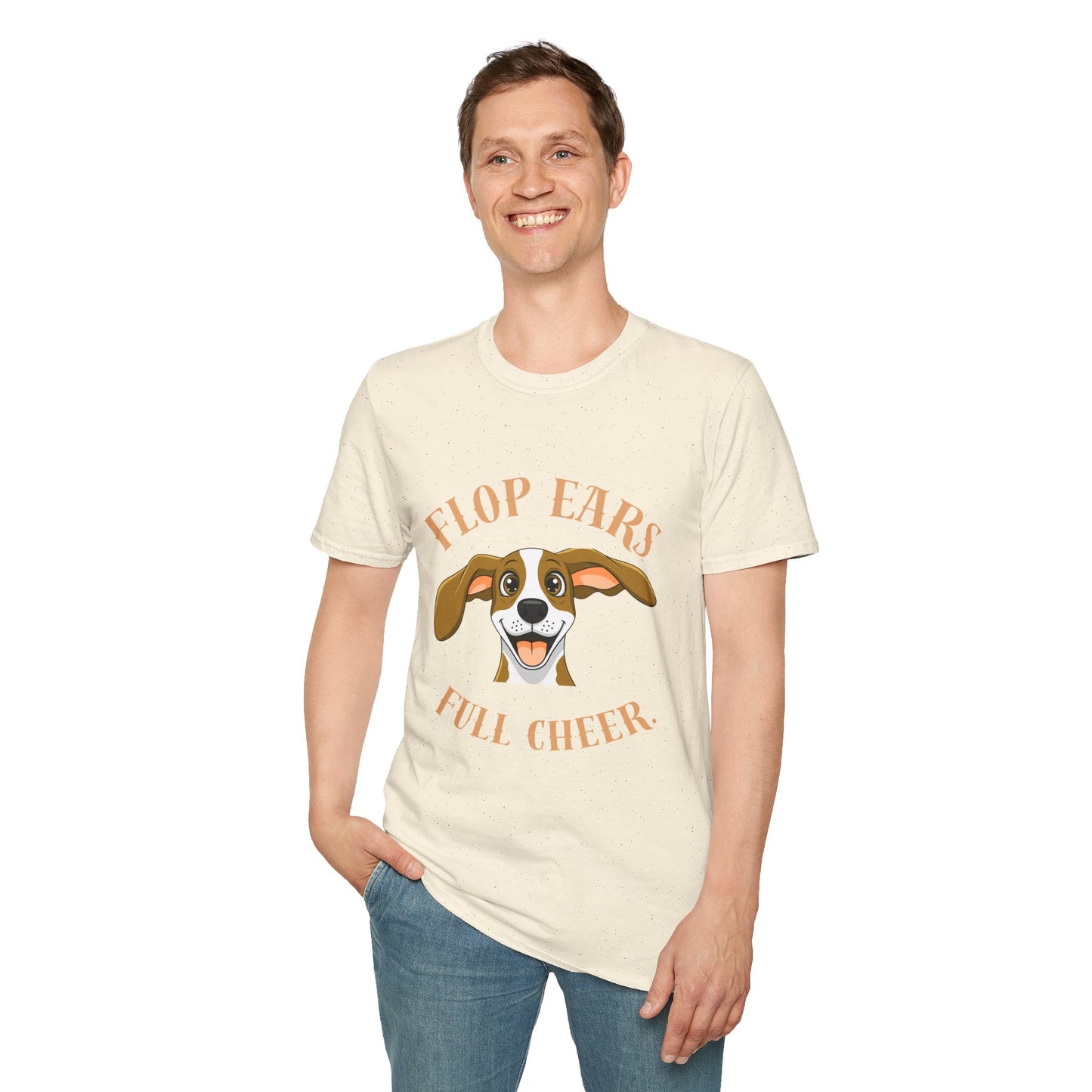 Flop Ears Full Cheer Dog T-Shirt — Cute Happy Pup Graphic Tee