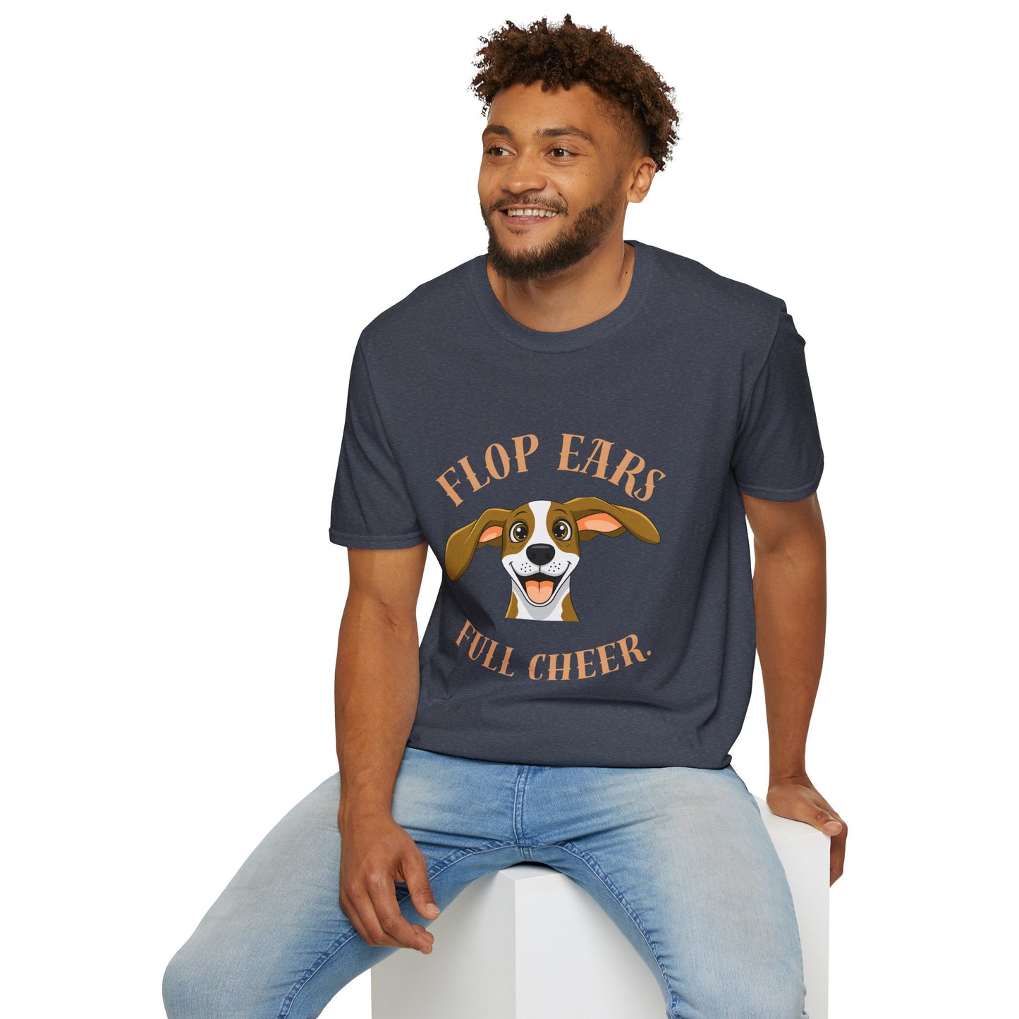 Flop Ears Full Cheer Dog T-Shirt — Cute Happy Pup Graphic Tee