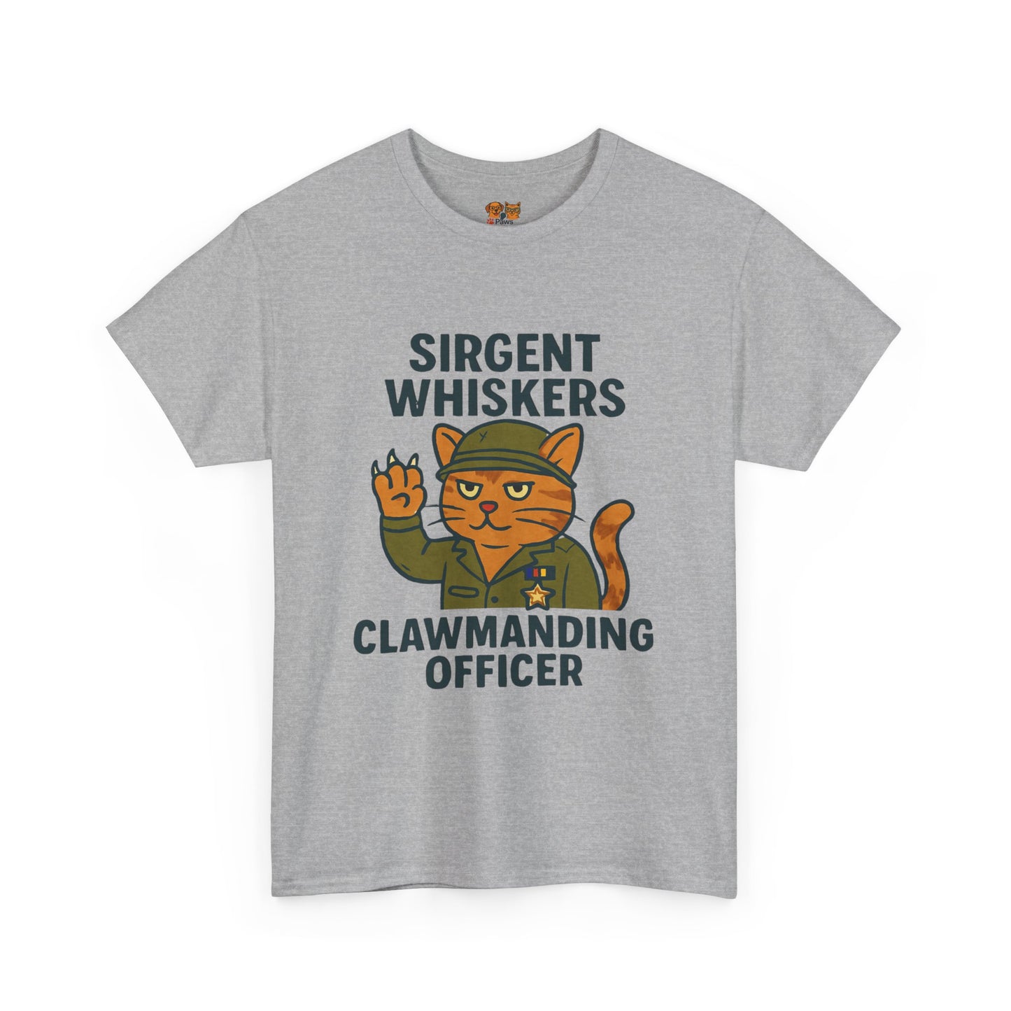 Sirgent Whiskers “Clawmanding Officer” Cat T-Shirt