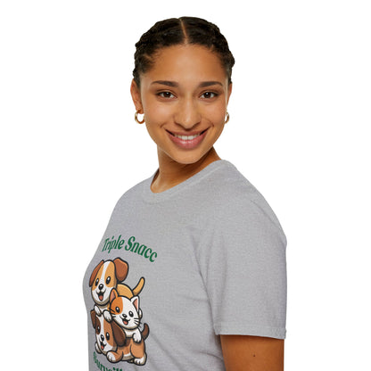 Triple Snacc Surveillance T-Shirt — Cute Stacked Puppies Graphic Tee