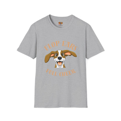 Flop Ears Full Cheer Dog T-Shirt — Cute Happy Pup Graphic Tee