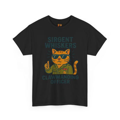 Sirgent Whiskers "Clawmanding Officer" Cat Tee
