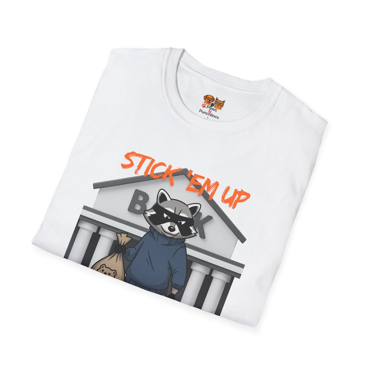 "Stick 'Em Up" Raccoon snack heist Unisex Tee