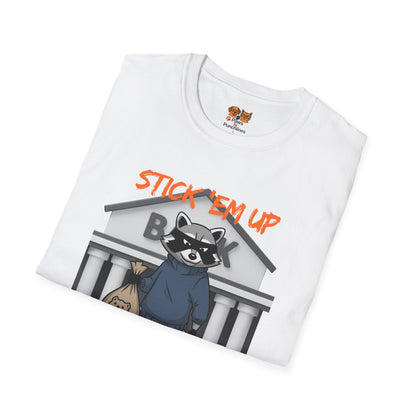"Stick 'Em Up" Raccoon snack heist Unisex Tee