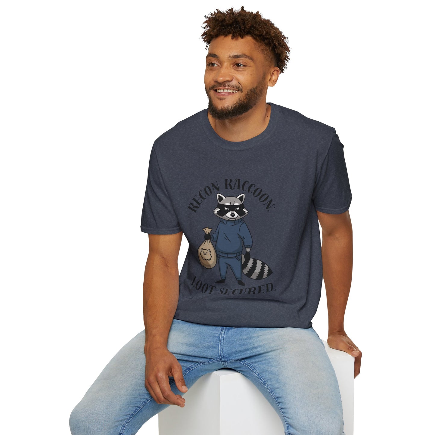 Recon Raccoon T-Shirt — "Loot Secured" Cute Thief Raccoon Graphic Tee