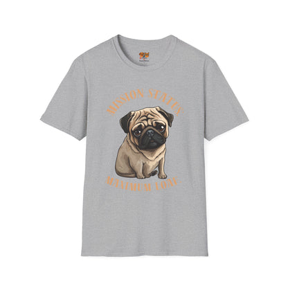 Pug Dog T‑Shirt — “Mission Status: Maximum Love” Cute Pug Graphic Tee