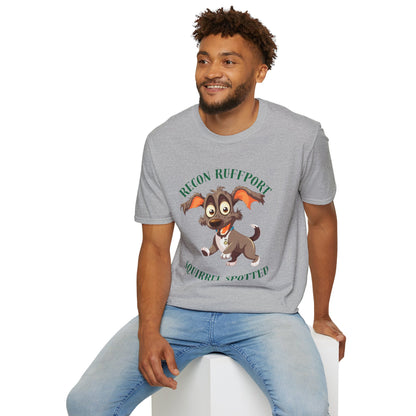 T-Shirt — "Recon Ruffport: Squirrel Spotted" Cute Cartoon Dog Tee