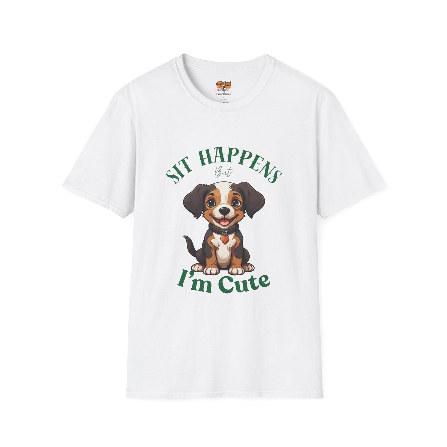 “Shit Happens I’m Cute” Puppy Graphic T-Shirt