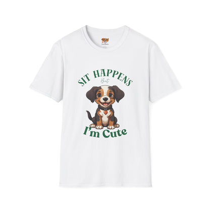 “Shit Happens I’m Cute” Puppy Graphic T-Shirt