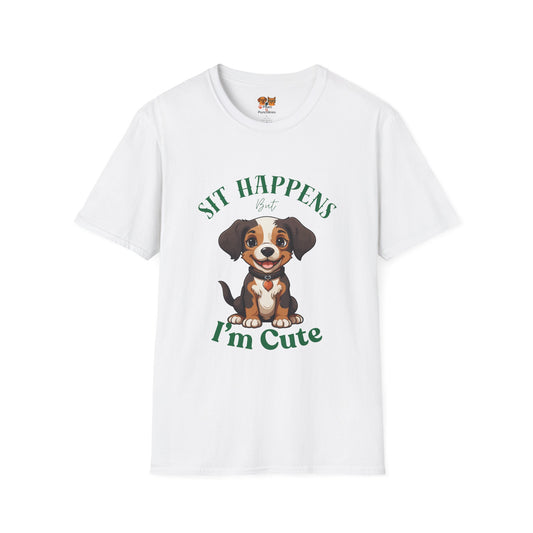 “Shit Happens I’m Cute” Puppy Graphic T-Shirt
