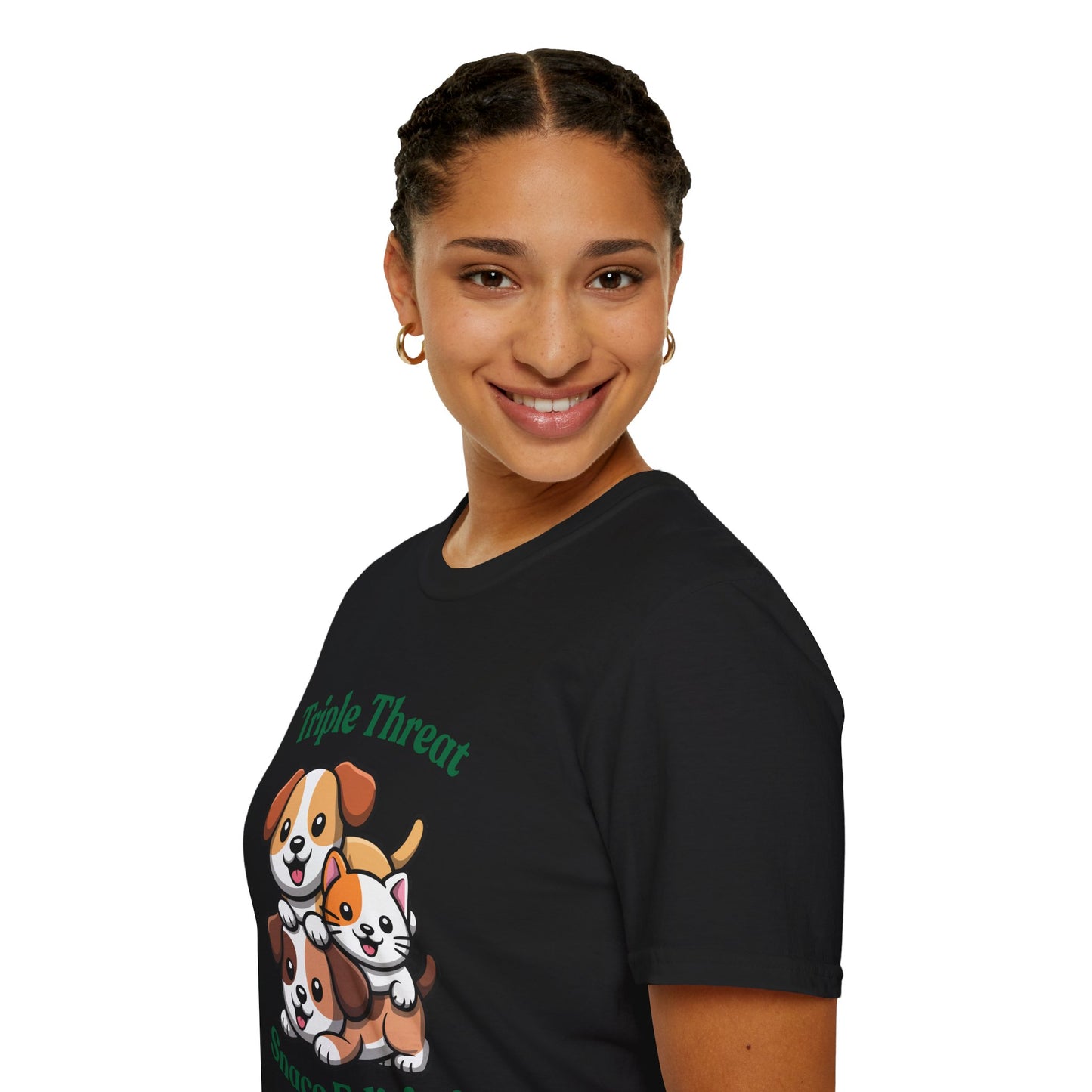 Triple Threat Snacc Edition T-Shirt — Cute Trio Puppy Graphic Tee