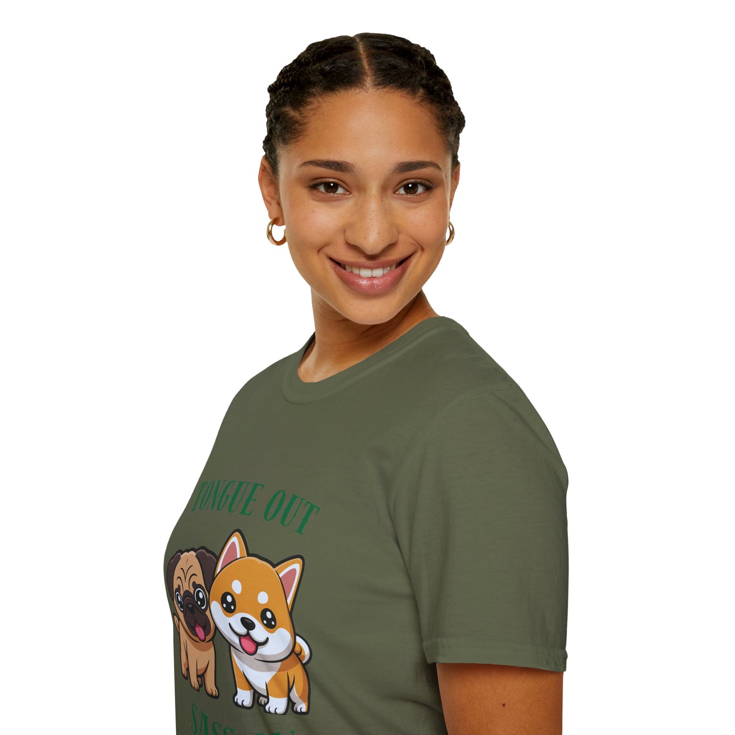 Tongue Out Sass On T-Shirt — Cute Pug & Shiba Inu Graphic Tee