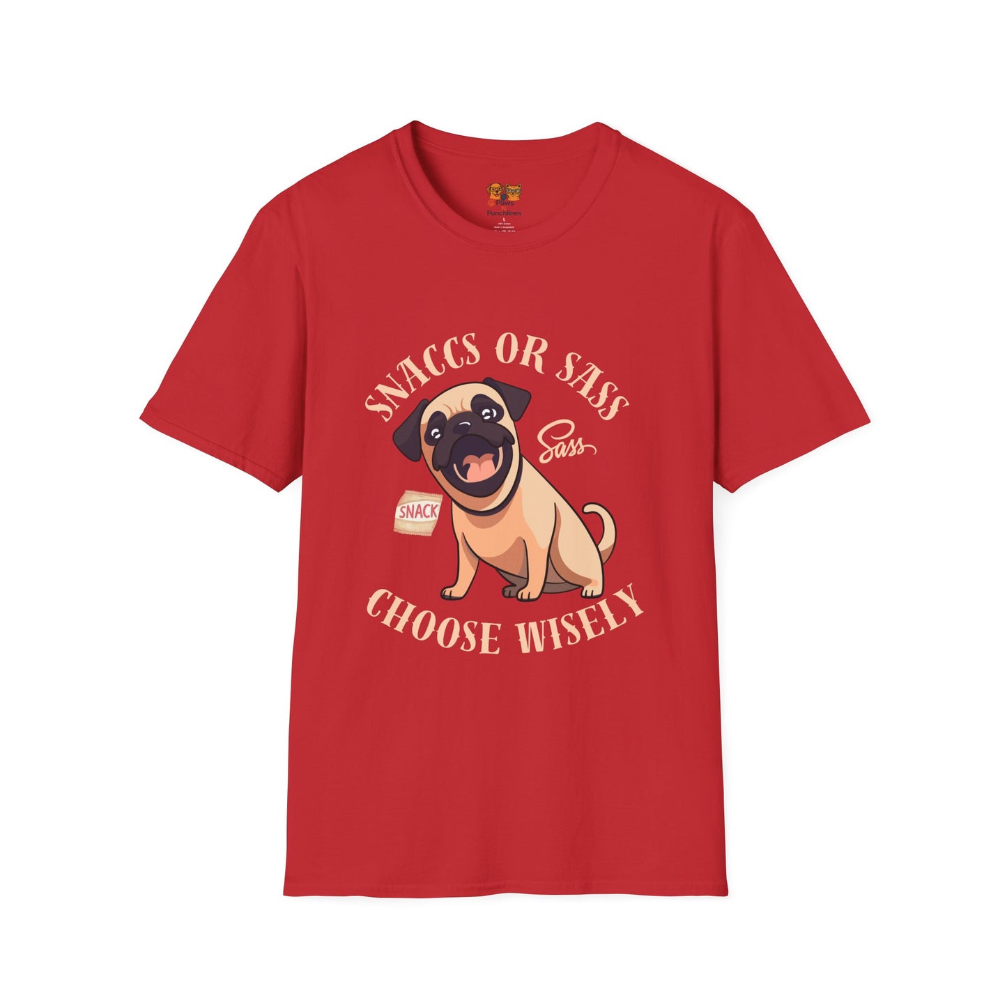 Snaccs Or Sass Pug  T-Shirt