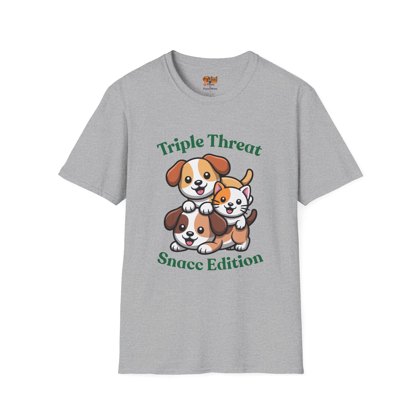 Triple Threat Snacc Edition T-Shirt — Cute Trio Puppy Graphic Tee