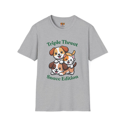 Triple Threat Snacc Edition T-Shirt — Cute Trio Puppy Graphic Tee