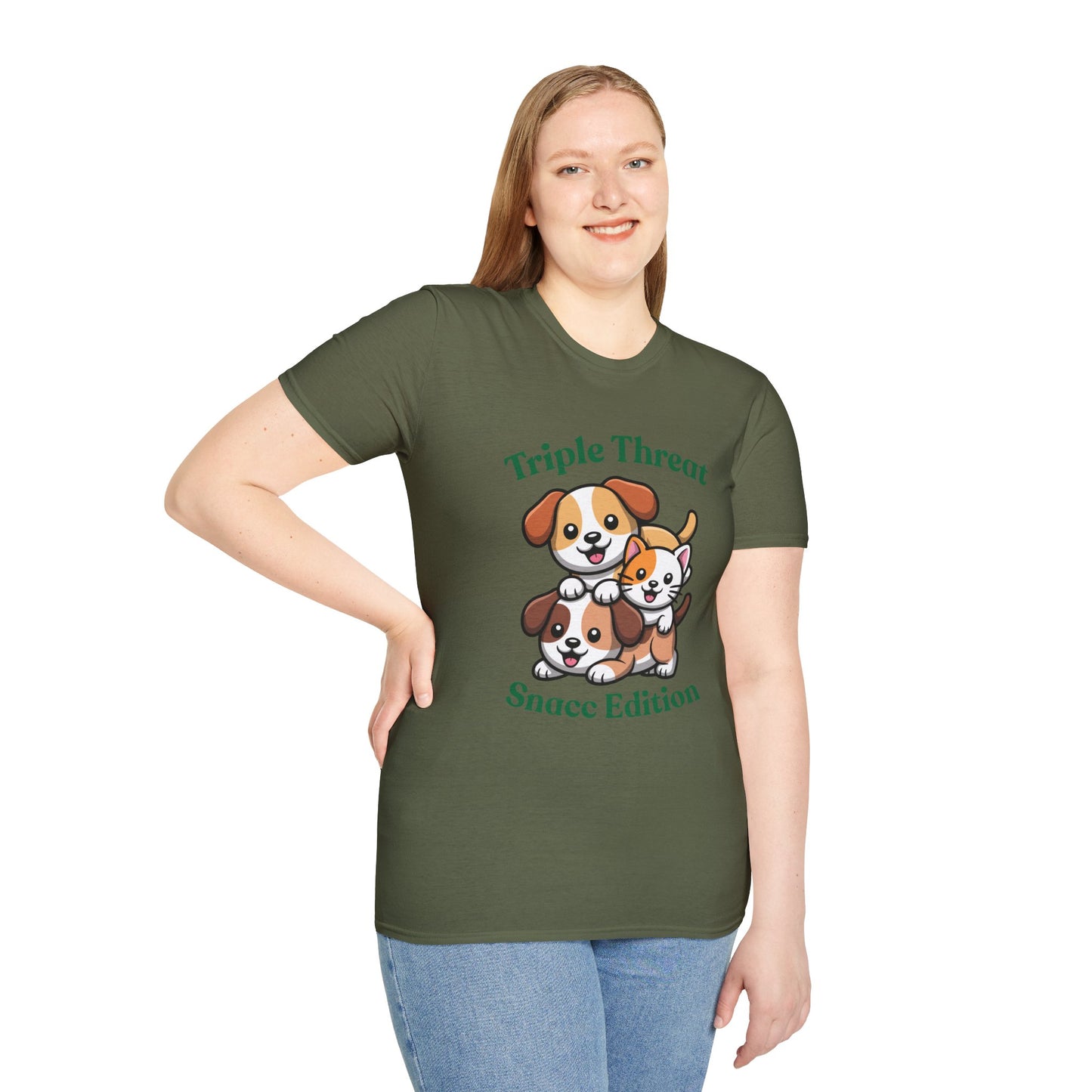 Triple Threat Snacc Edition T-Shirt — Cute Trio Puppy Graphic Tee