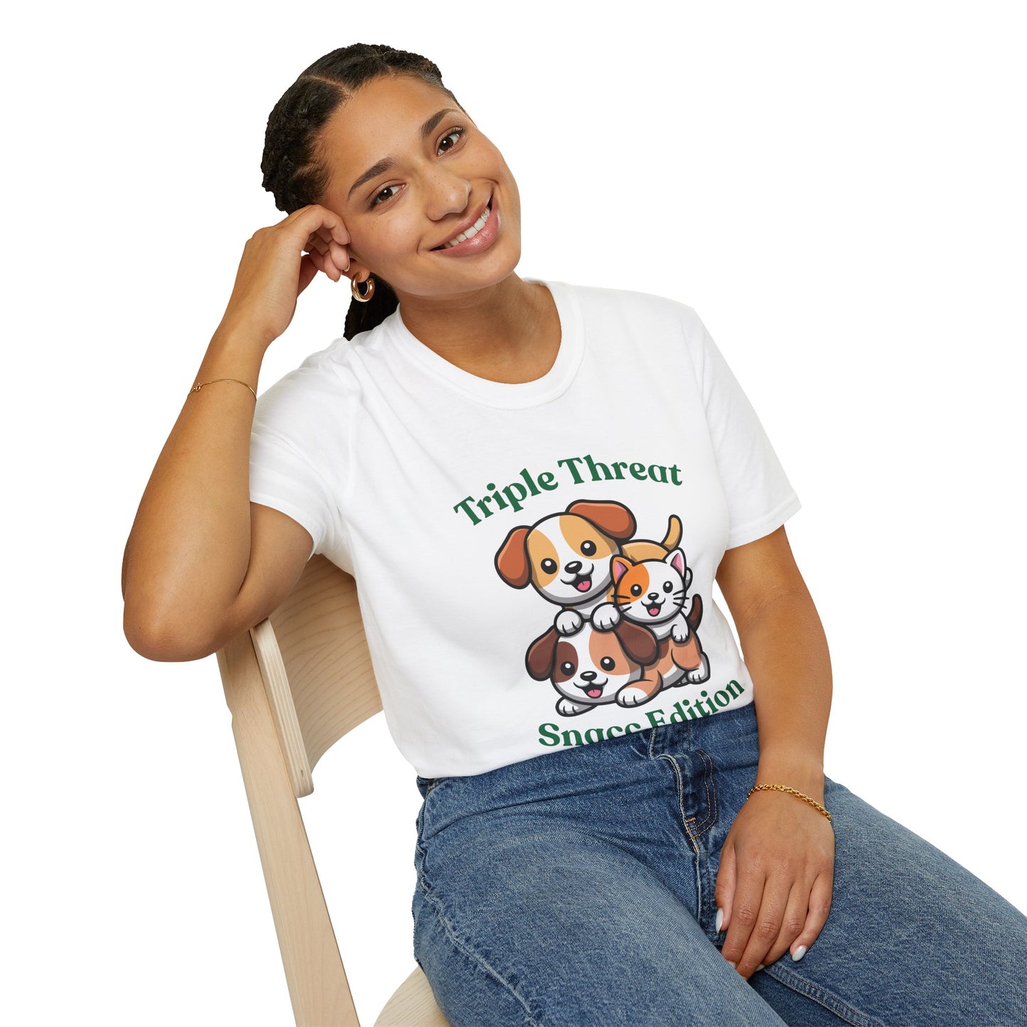Triple Threat Snacc Edition T-Shirt — Cute Trio Puppy Graphic Tee