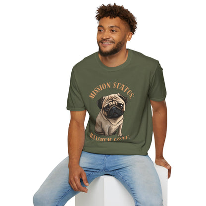 Pug Dog T‑Shirt — “Mission Status: Maximum Love” Cute Pug Graphic Tee
