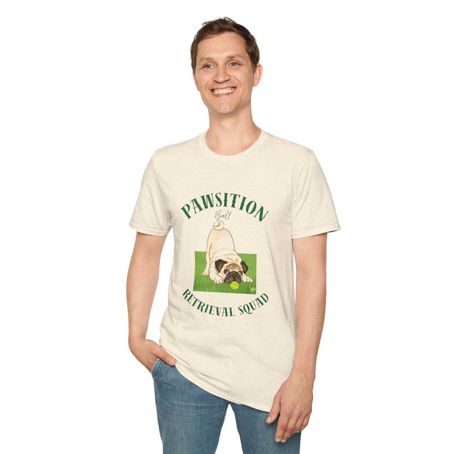 Pawsition Retrieval Squad T-Shirt — Cute Pug Dog Graphic Tee