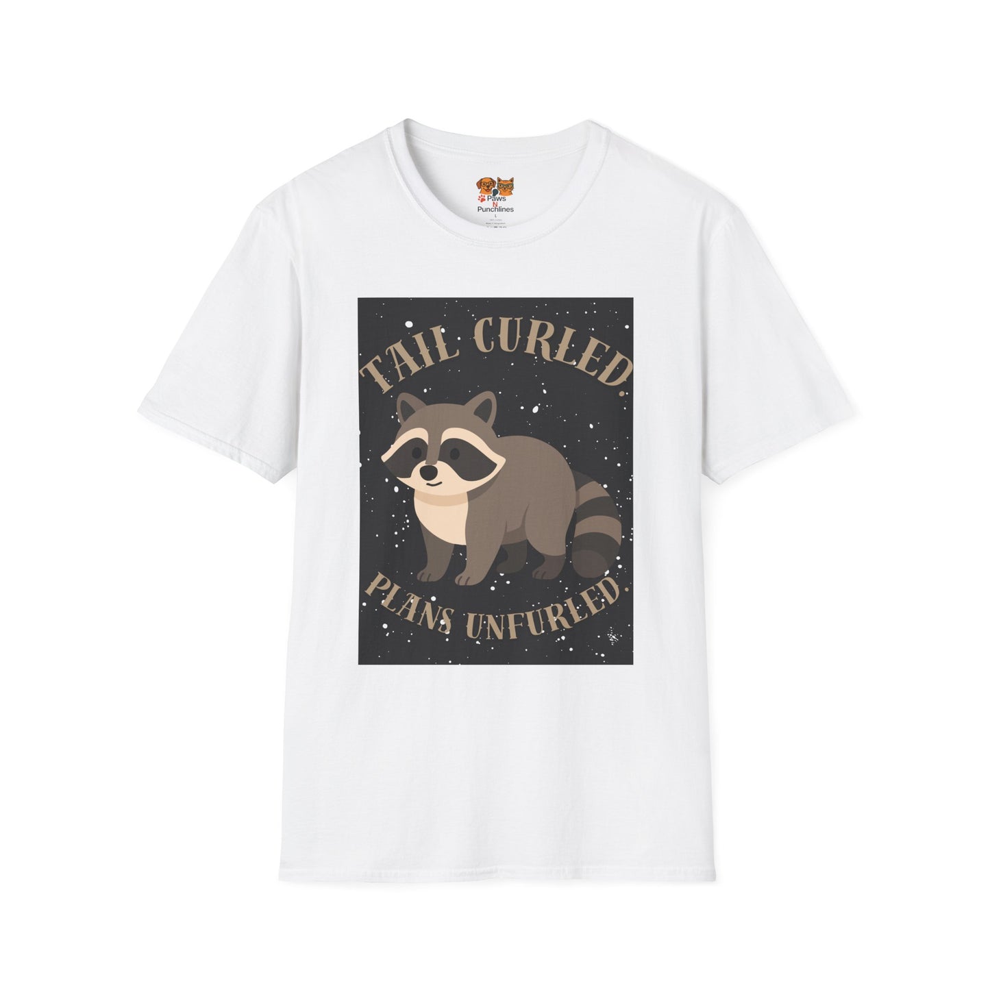 Raccoon 'Tail Curled, Plans Unfurled' T-Shirt