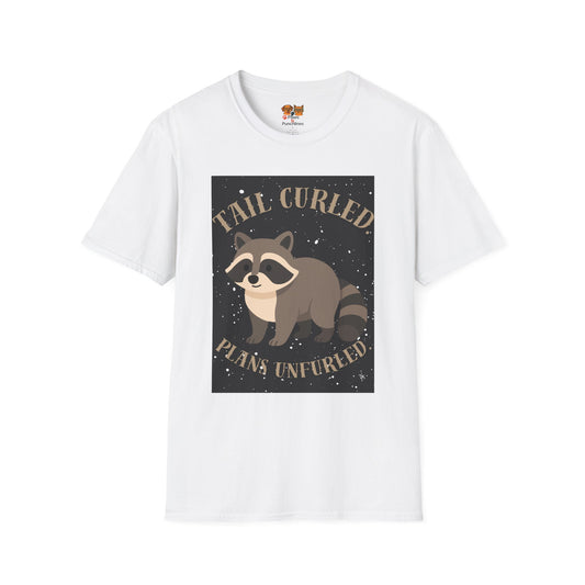Raccoon 'Tail Curled, Plans Unfurled' T-Shirt
