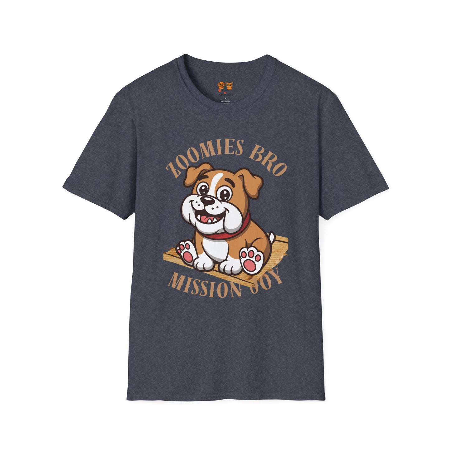 Puppy Graphic T-Shirt — “Zoomies Bro Mission Only” Cute Cartoon Dog Tee