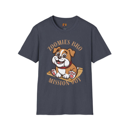 Puppy Graphic T-Shirt — “Zoomies Bro Mission Only” Cute Cartoon Dog Tee