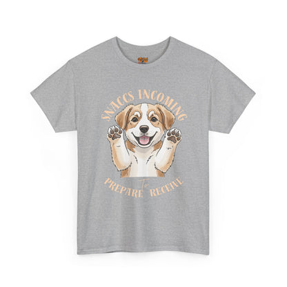Corgi Puppy Pawprints T‑Shirt — Happy 'Mooorning' Dog Lover Tee
