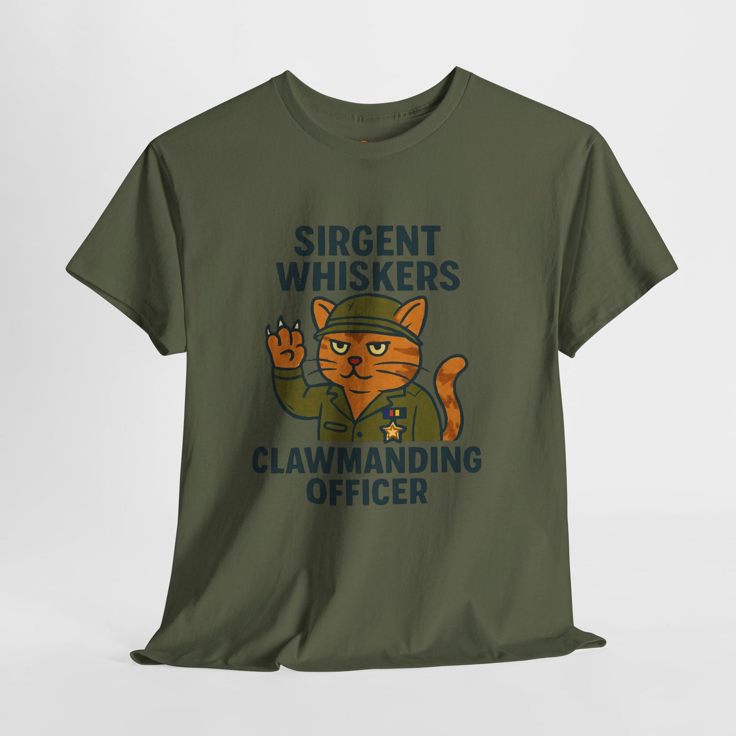 Sirgent Whiskers “Clawmanding Officer” Cat T-Shirt