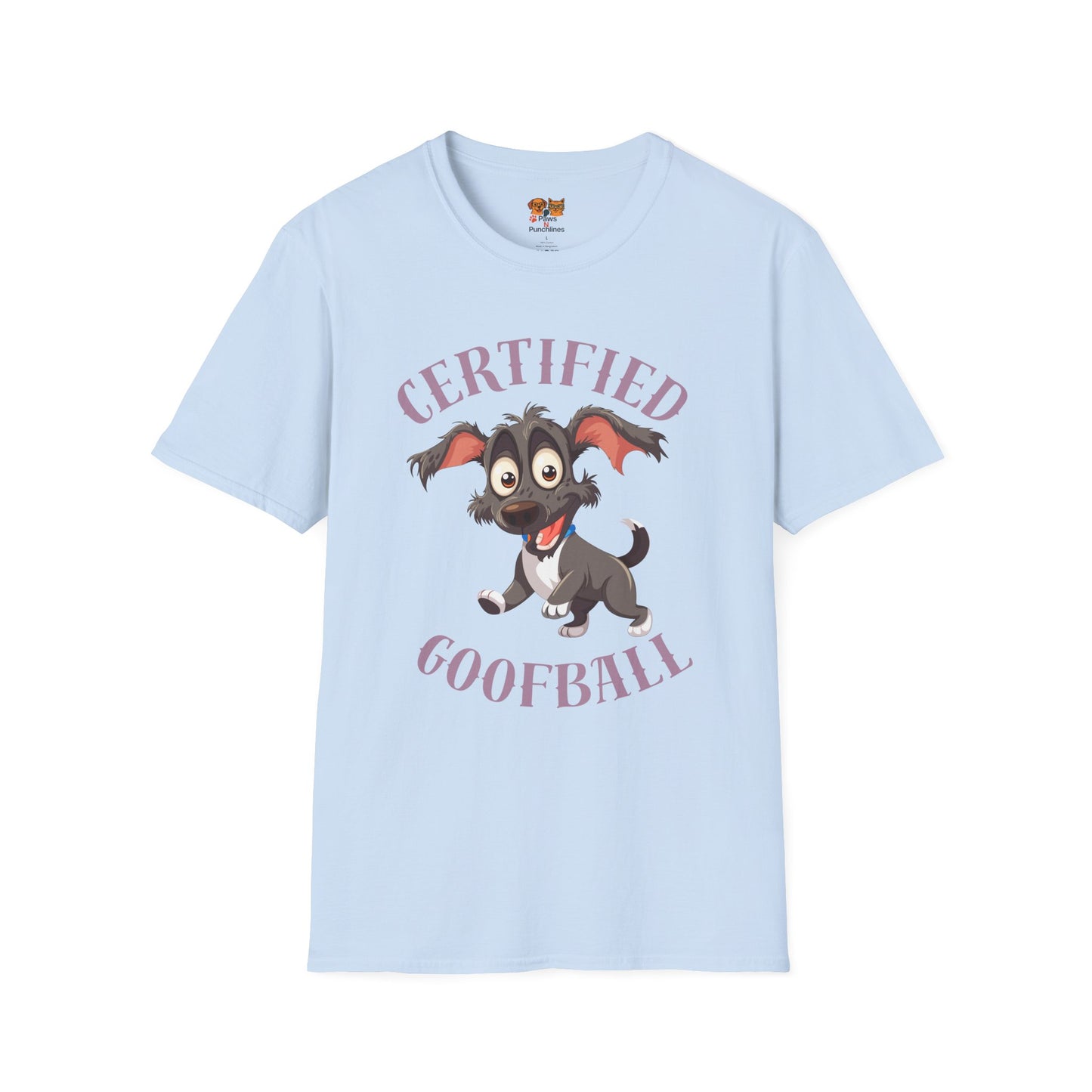 Certified Goofball Dog T-Shirt — Cute Cartoon Puppy Graphic Tee