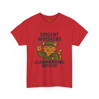 Sirgent Whiskers “Clawmanding Officer” Cat T-Shirt