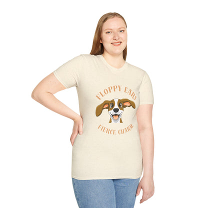 Floppy Ears Fierce Charm Dog T-Shirt — Cute Beagle Puppy Graphic Tee