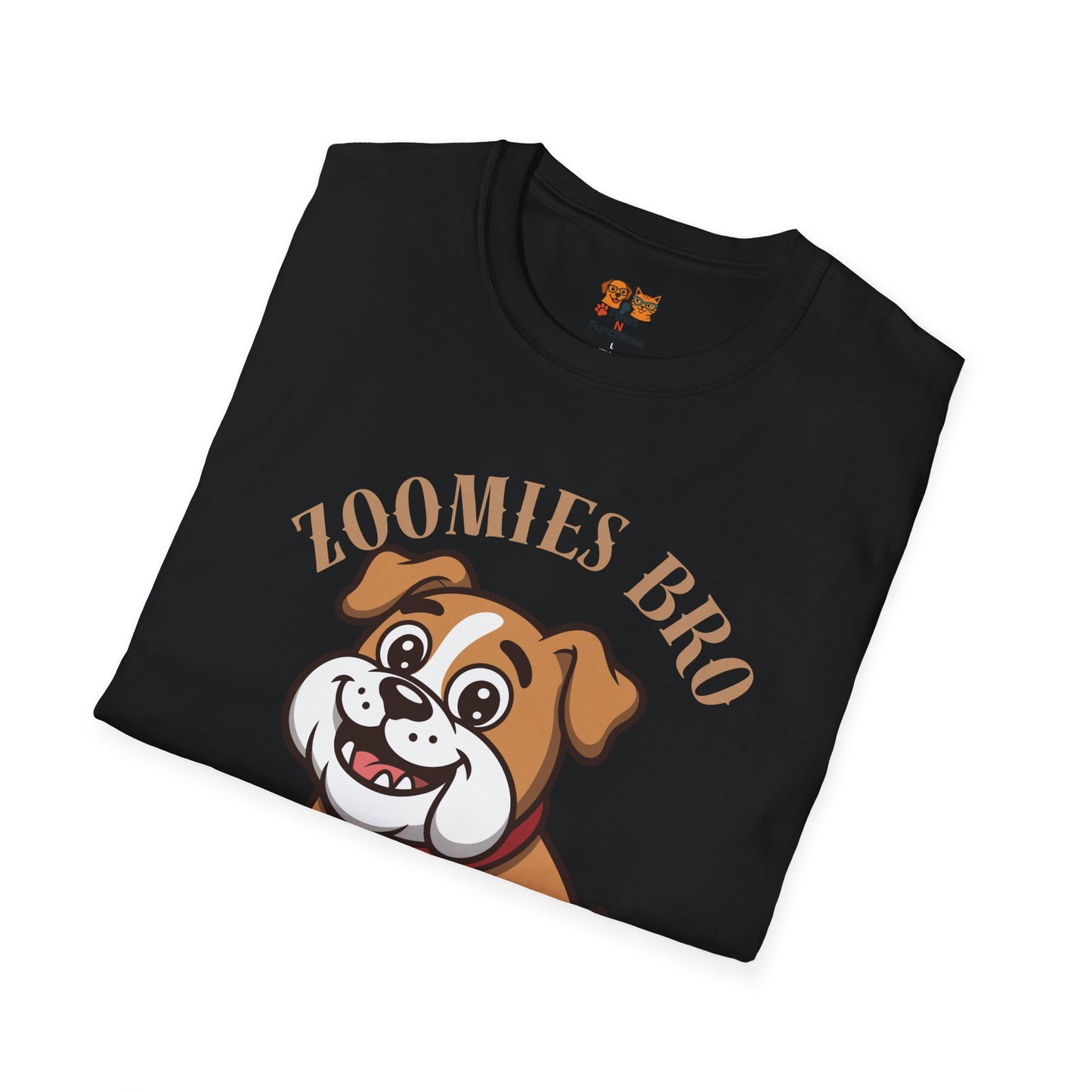Puppy Graphic T-Shirt — “Zoomies Bro Mission Only” Cute Cartoon Dog Tee