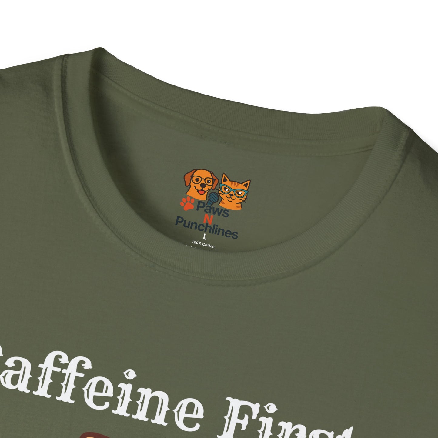 Caffeine First Cattitude Later, Cat Coffee T-Shirt