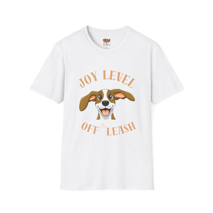 Joy Level Off Leash T-Shirt — Cute Happy Dog Graphic Tee