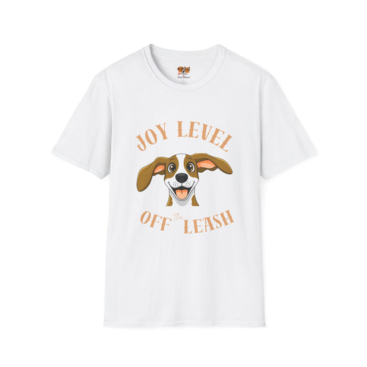 Joy Level Off Leash T-Shirt — Cute Happy Dog Graphic Tee