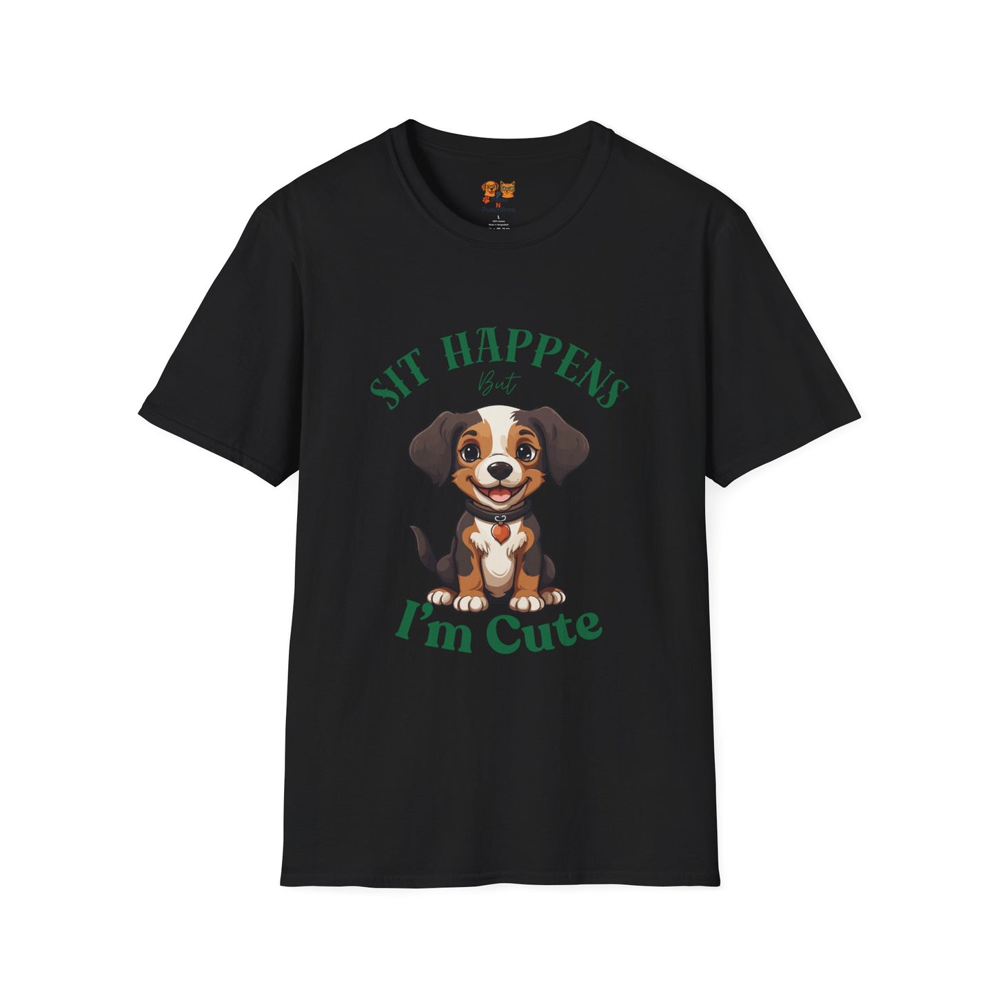 “Shit Happens I’m Cute” Puppy Graphic T-Shirt