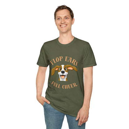 Flop Ears Full Cheer Dog T-Shirt — Cute Happy Pup Graphic Tee