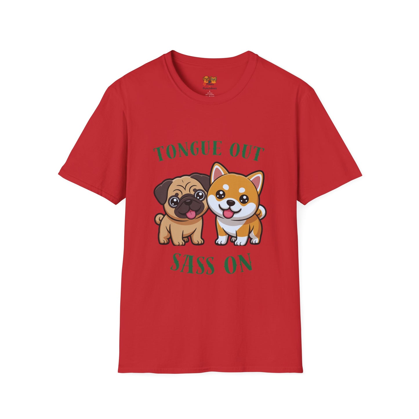 Tongue Out Sass On T-Shirt — Cute Pug & Shiba Inu Graphic Tee