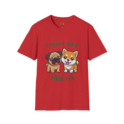 Tongue Out Sass On T-Shirt — Cute Pug & Shiba Inu Graphic Tee